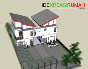 Desain Sketch 3D Rumah dan Ruang Usaha Bengkel Cuci Mobil 