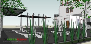 Desain Sketch 3D Rumah dan Ruang Usaha Bengkel Cuci Mobil 