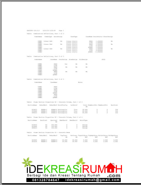 Tabel Print SAP2000