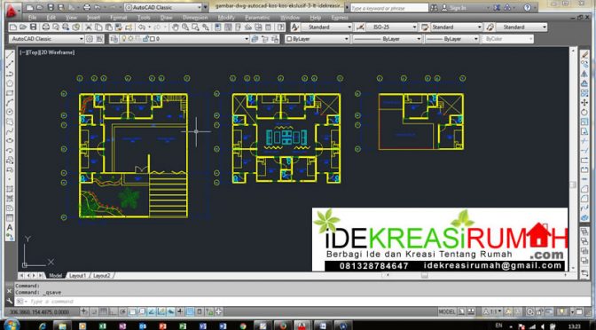 Download CAD dwg Desain Kos-Kosan Ekslusif 3 Lantai