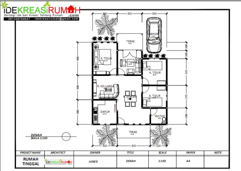 Desain Rumah Tipe 60 Denah Tropis Minimalis + Download | Ide Kreasi Rumah